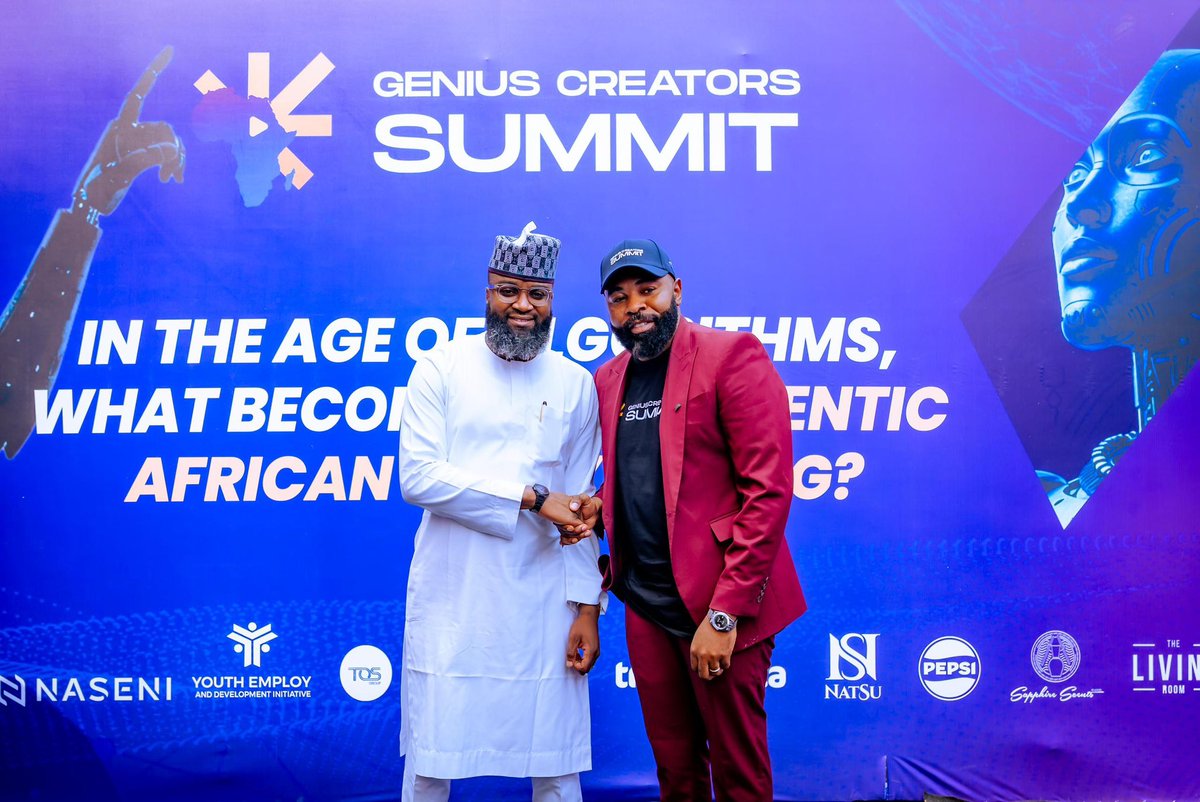 KSHalilu's tweet photo. Africa’s next creative revolution won’t come from imitation, it will come from innovation.

At the Genius Creators Summit, I shared how technology and creativity can work together to shape Africa’s story in the age of AI.

At @NASENIHQ, we’re building platforms and partnerships to help young Africans create and tell their own stories.

Let’s make Africa the home of original ideas, not imported ones, because the future belongs to those who create it.

#InfinitePossibilities