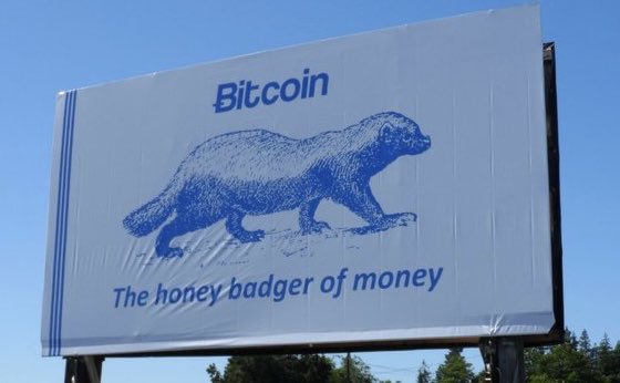 The first billboard and paid advertisement for Bitcoin was the Honey Badger 🚀 

reddit.com/r/Bitcoin/s/uB…