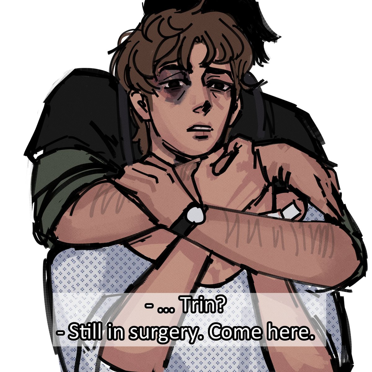 moontilts's tweet image. survivor's guilt (except she's gonna be fine) #hucklerobby #thepitt