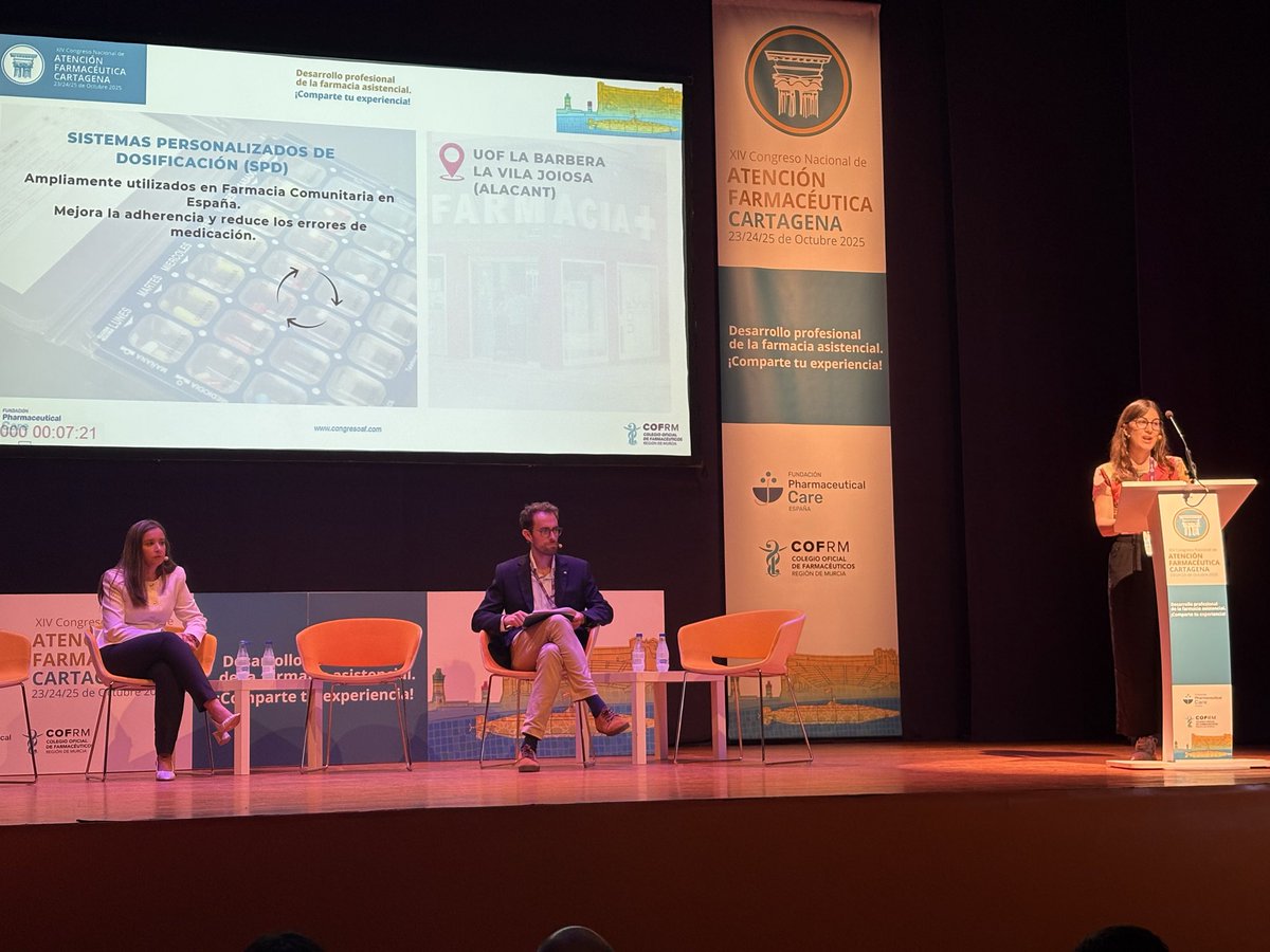 marigvaldivieso's tweet photo. Participamos en el Congreso @PhCare_es  presentando los resultados del estudio SPD-GIM, que evalúa el impacto del Servicio Personalizado de Dosificación desde el modelo de Gestión Integral de la Medicación (GIM). #Farmaciasistencial https://t.co/8gEQQv5eaW
