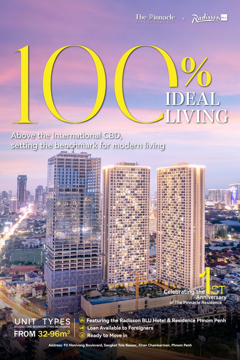 ThePinnacleKH's tweet photo. From Phnom Penh CBD, the vision of ideal living is now a beautiful reality. Where greenery, sunlight, and city vibrance converge — every moment reflects the promise we've delivered.

#ThePinnacleResidence #ReadyToMoveIn #homeforsale #CondoLiving https://t.co/hWYUArQU8c