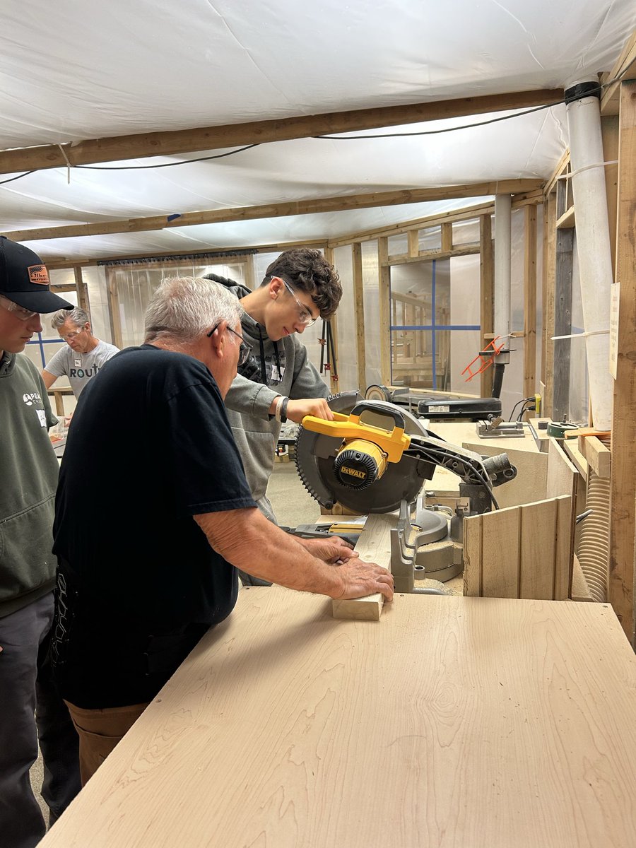 RouteCHST's tweet photo. Our Route students learned how to frame from a local builder this week and the framed their own bathrooms which will be used to learn electrical, plumbing, and a few other trades. https://t.co/g8cWYQcm17