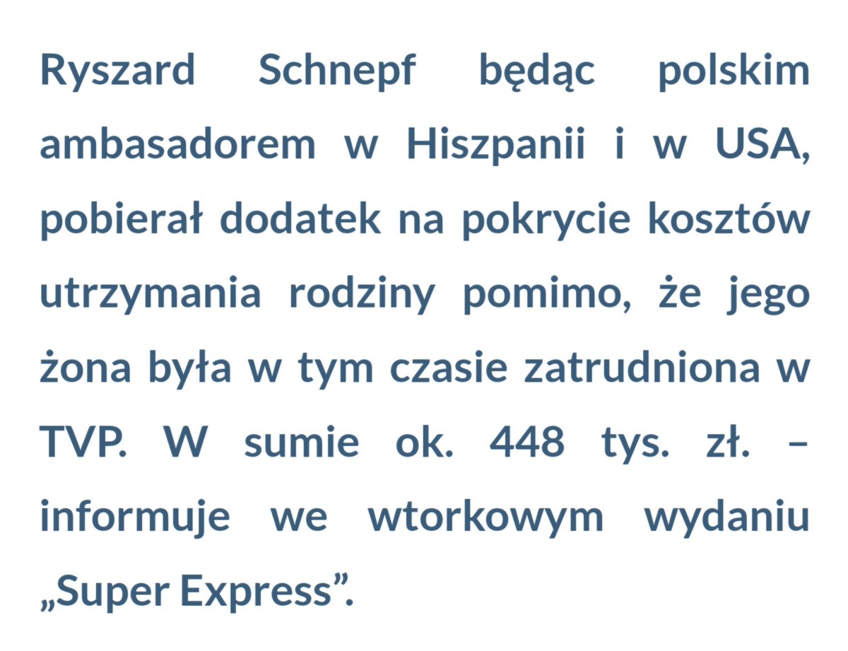Syn komunistycznego zbrodniarza R.Schnepf, pobrał nielegalnie blisko pół miliona złotych na swą żonę - "panią Schnepf", która twierdzi, że "mama pani Schnepf" zmarła po wysłuchaniu bezprawnie pojmanego i siłą doprowadzonego świadka, zmuszonego do zeznań przed nielegalną komisją.
