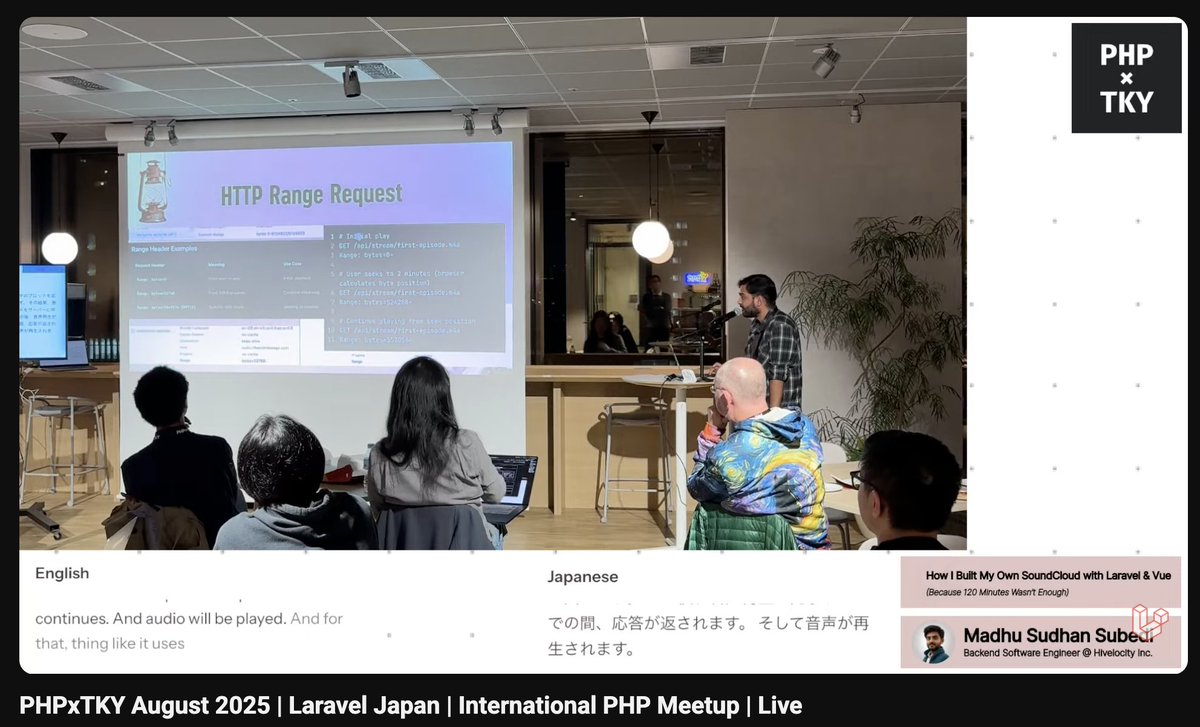 sadhakbj's tweet image. @xmadhusudhan is now speaking about his own soundcloud that he created using @laravelphp and @vuejs  #phpxtky #laravel