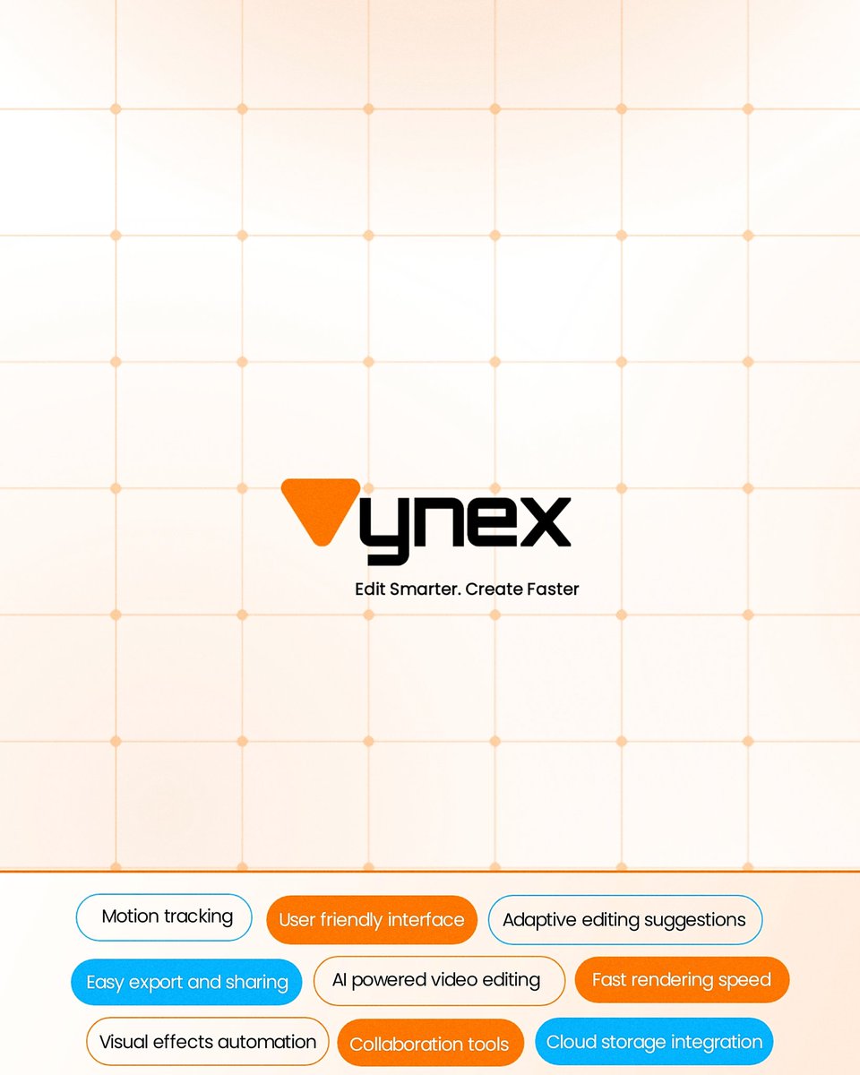CryptonDesigns's tweet image. Day 4/100
Brand design for Vynex💙
Vynex is an AI-powered video editing software designed to make video creation faster, smarter, and effortless.
It uses artificial intelligence to understand your clips automatically cutting, enhancing, syncing, and styling your videos.