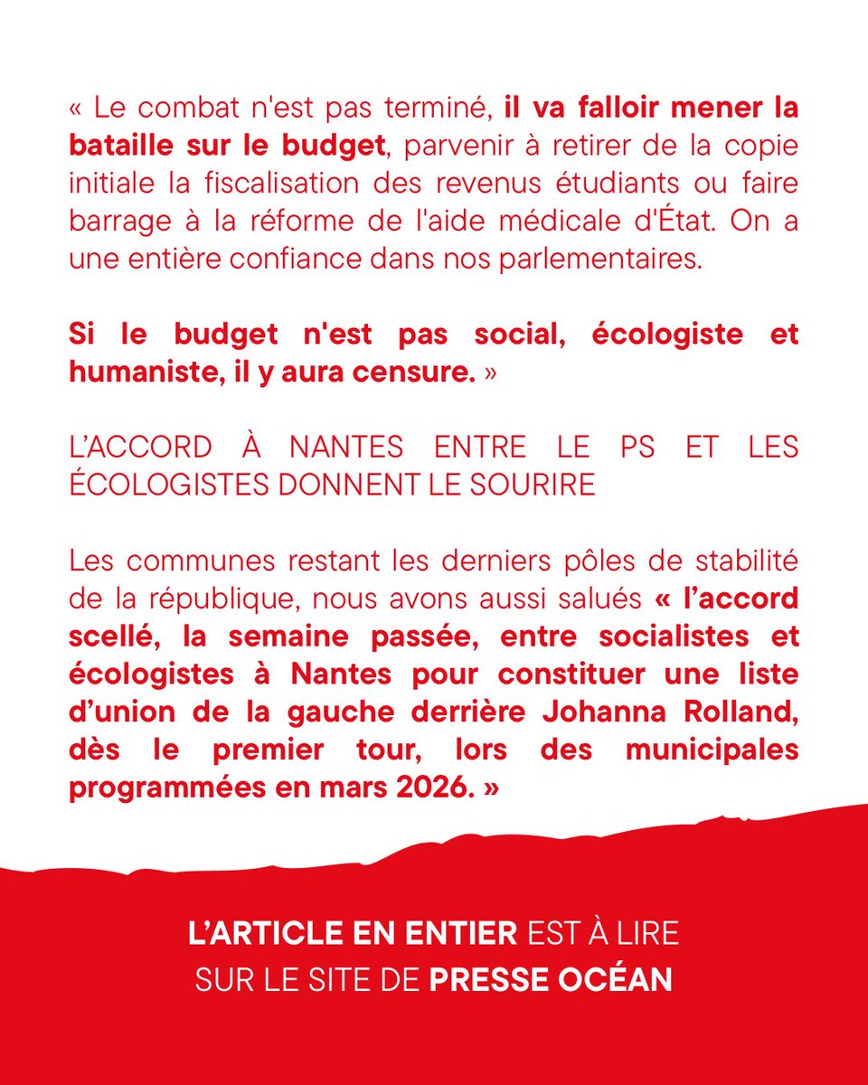 🗣️ Censure, bataille du budget, union de la gauche pour les municipales, …

Retrouvez notre interview dans <a href="/presseocean/">Presse Océan</a> ⤵️