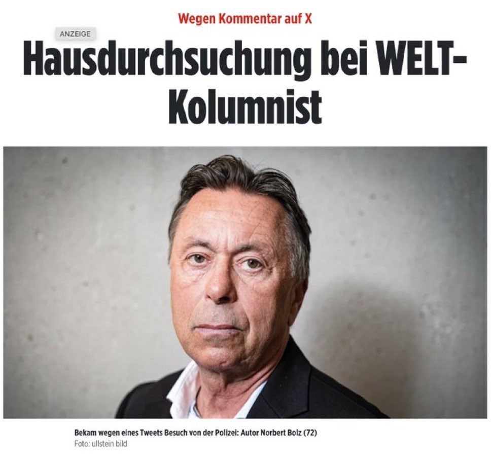 Das muss aufhören. Sofort. Meinungsfreiheit statt  Hausdurchsuchungen. 

x.com/norbertbolz/st…