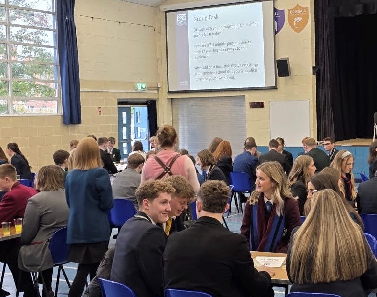 The Senior Pupil Leadership team met with their counterparts from 17 other schools at the Slemish Leadership Lunch event. 

Keynote speakers from the PSNI, school Principals and collaboration with their peers highlighted what effective leadership looks like. 

Thank you Slemish!