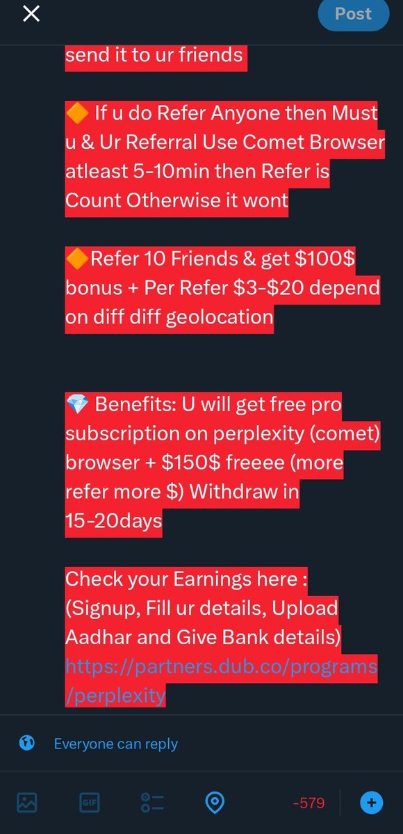 RC9990's tweet image. Perplexity is Offering $3 to $20 free per refer to use the "COMIT BROWSER"
Limited Time offer..
💯 % trusted 
Link Here
refer.dub.co/rakesh-6cso
Perplexity is Offering $3 to $20 free per refer to use the "COMIT BROWSER"
Limited Time offer..
#perplexity_ai #earn #comet