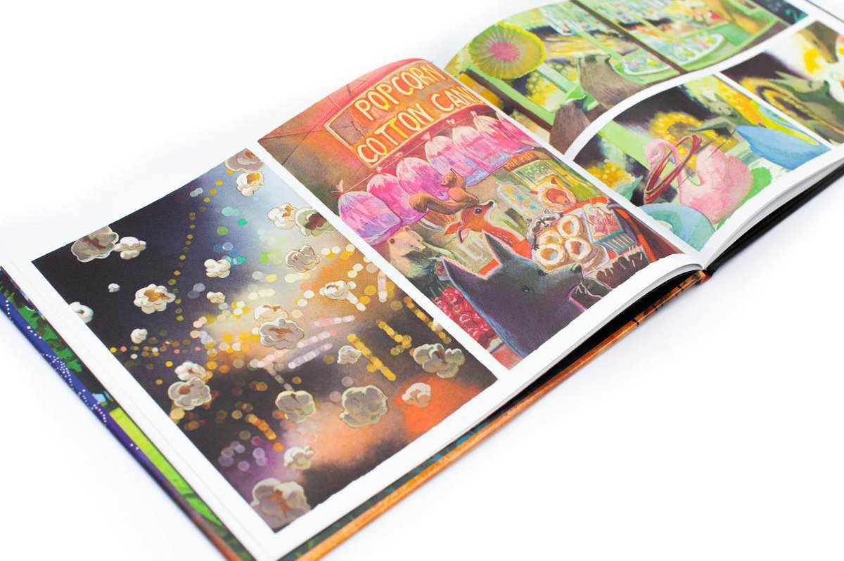 stripland_BENL's tweet image. #Kermis in de #Nacht - Een filmisch geïllustreerd prentenboek met zo’n sterk beeldend verhaal dat tekst onnodig is. Als je wilt kun je zelf de woorden erbij verzinnen maar met open mond genieten van de prachtige tekenstijl mag ook. Nu te koop. #GideonSterer #MariaDiGiorgio