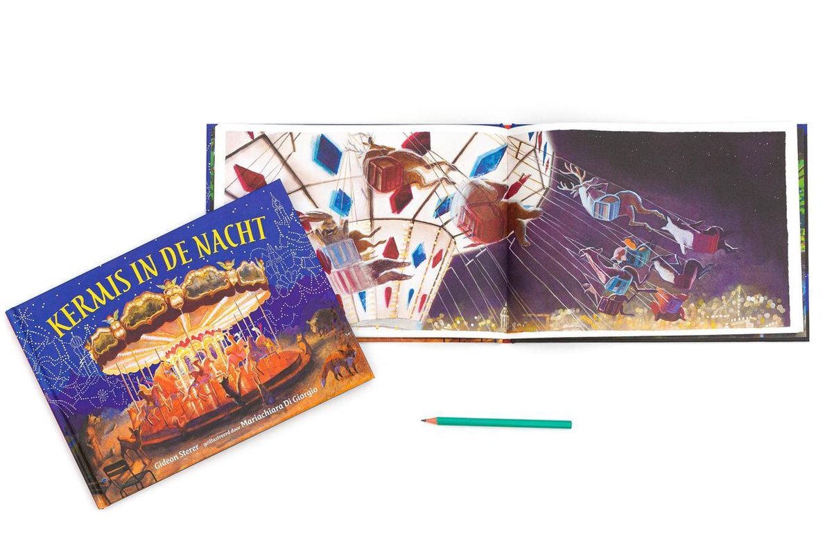 stripland_BENL's tweet image. #Kermis in de #Nacht - Een filmisch geïllustreerd prentenboek met zo’n sterk beeldend verhaal dat tekst onnodig is. Als je wilt kun je zelf de woorden erbij verzinnen maar met open mond genieten van de prachtige tekenstijl mag ook. Nu te koop. #GideonSterer #MariaDiGiorgio