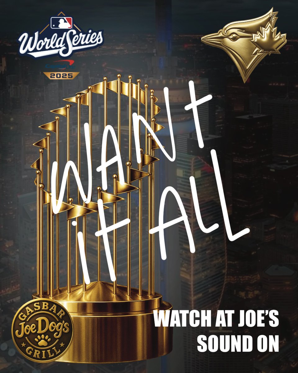 JoeDogsGasBar's tweet photo. ⚾ Toronto, we want it all!
Catch the Blue Jays in the World Series at Joe Dog’s.
Grab your Jays ball cap, jersey, T-shirt & head to Joe's for the games.
Cheer, rally, and let's go for the ultimate win! 💙💛
#BlueJays #WorldSeries #WantItAll #TorontoStrong https://t.co/jvX6PJk9l1