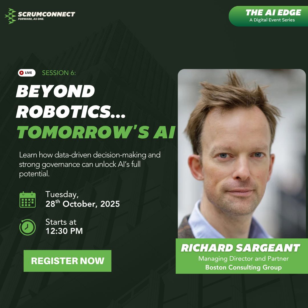 Excited to welcome Richard Sargeant (BCG) to the final AI Edge Series session! Learn how to scale AI strategy, drive business impact with automation, and create new service models. 
📅 28 Oct | 🕚 12:30 PM 
👉 Register: linkedin.com/events/7383464…
 #AIEdgeSeries #AI #AILeadership