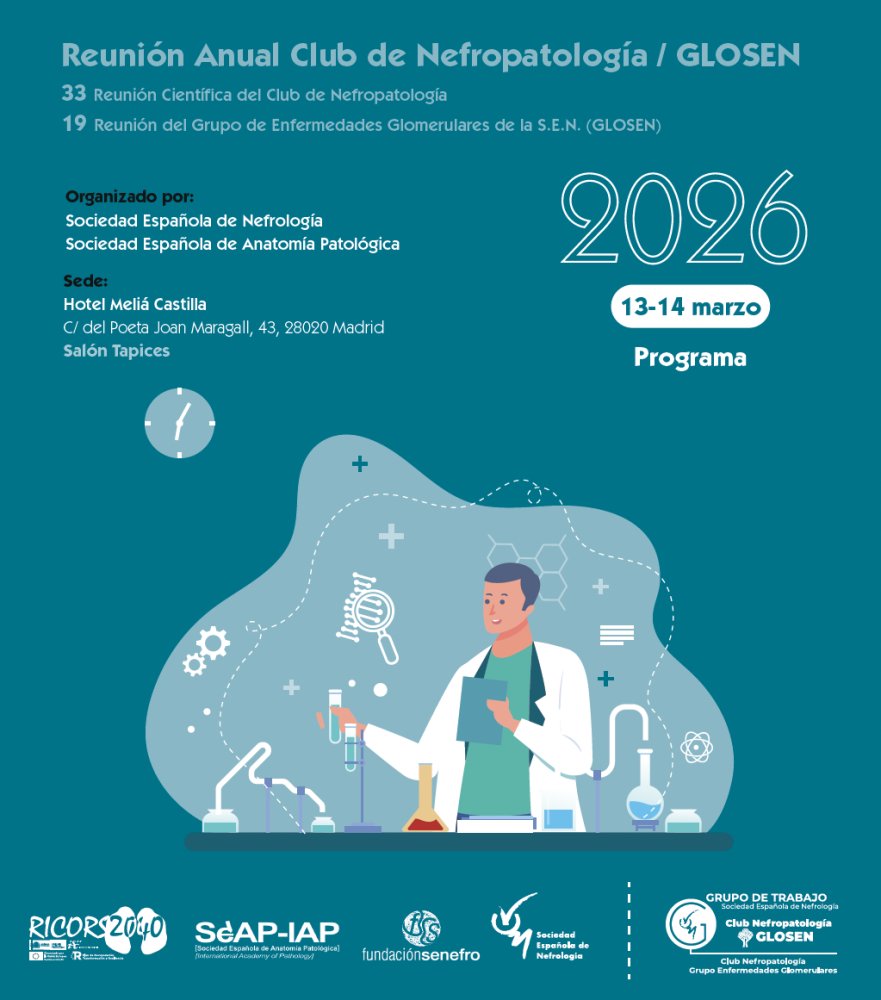 🔴ALERTA REUNIÓN #GLOSEN #Clubnefropatología! 

ABIERTO EL PLAZO de envío de resúmenes de casos clínicos para participar en la Reunión 

Fecha de la reunión: 13-14 marzo 2026, Madrid

Puedes consultar plazo, normas de envío y de evaluación en senefro.org/modules.php?na…
<a href="/SEAP_IAP/">SEAP-IAP</a>