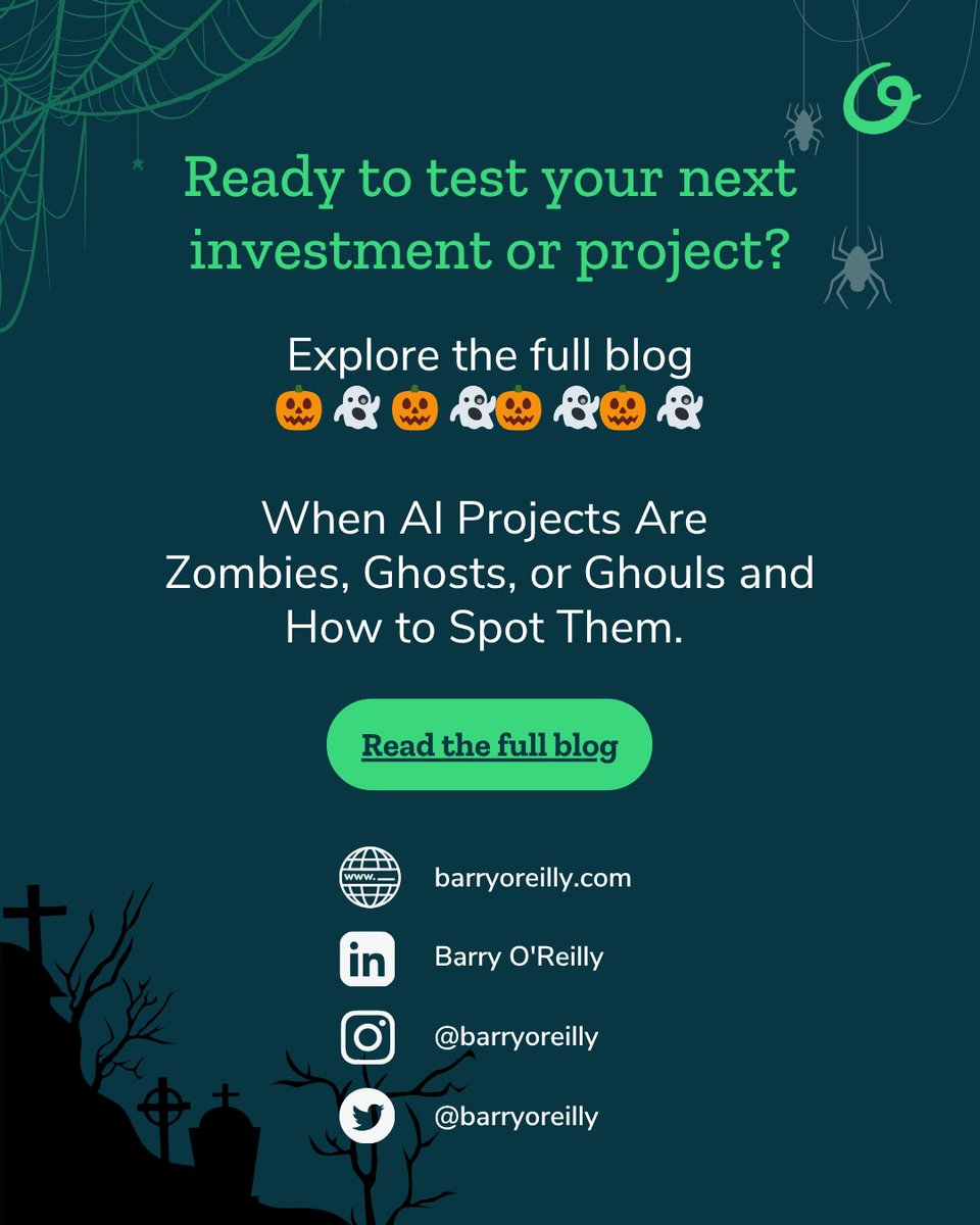 barryoreilly's tweet image. After my field guide on Zombie, Ghost, and Ghoul AI projects, leaders kept asking:
“How do I know if mine is one of them?”
So I built a checklist 🩺
Test your AI project’s health here:
🔗barryoreilly.com/explore/blog/a…