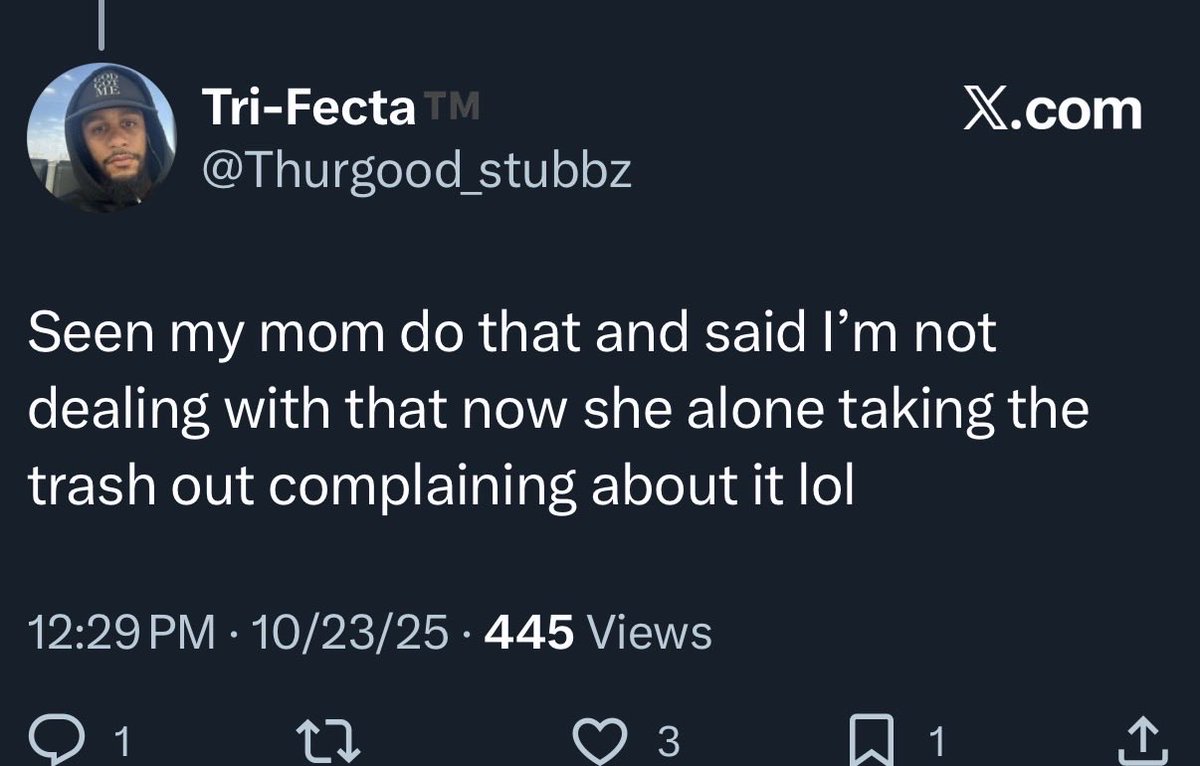 So the way he talks about his own mother tells the tale. He saw his mother, a BW refuse to do certain labor and it still infuriates him. He resents his mother for not taking the trash out and says it’s the reason she’s single. No mention of his father but his mama? Resentment!