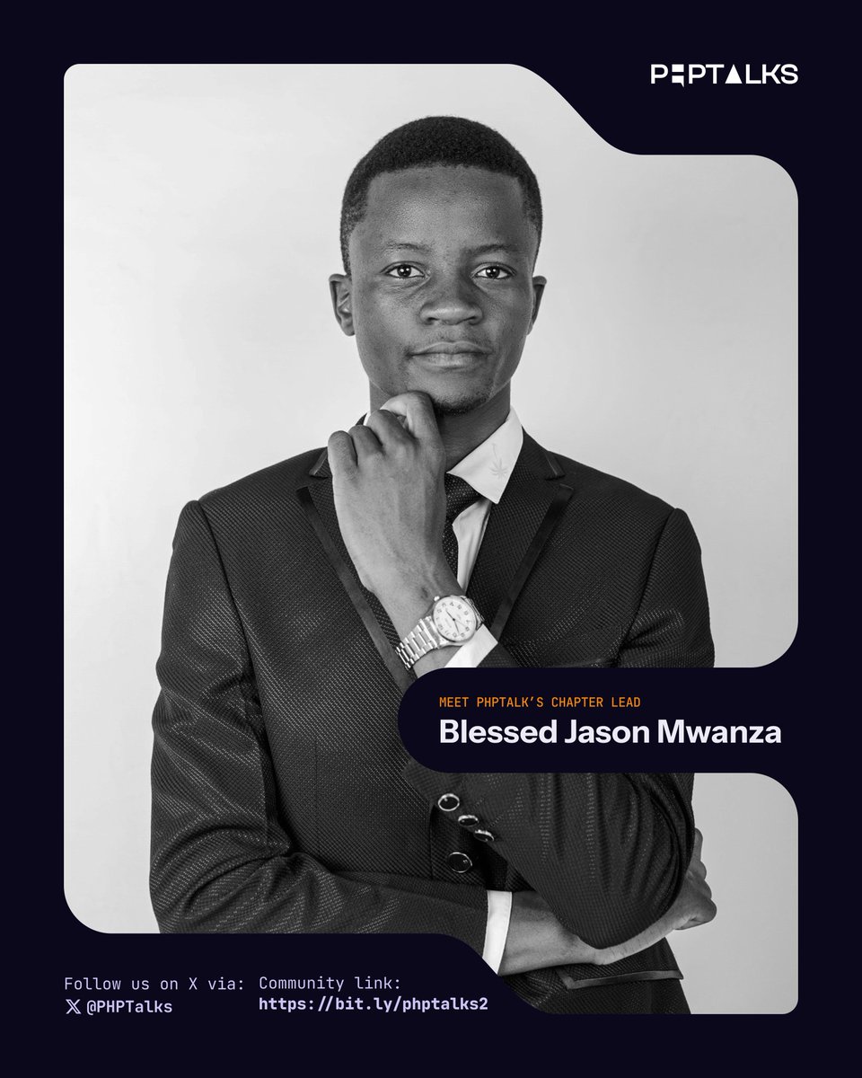PhpTalks's tweet image. Meet our Zambia Chapter Lead!

Blessed Jason @mwanzabj 
He is a software developer who is passionate about mentoring developers and empowering communities.

He is the founder of CompoundCode NGO and an amazing open source contributor too.

@phptalkszambia is excited to have him.