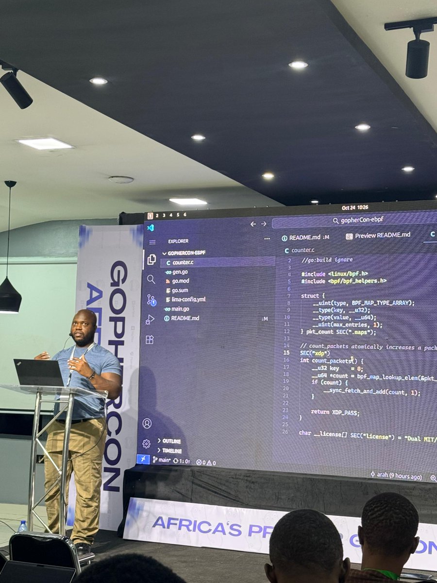 gophers_africa's tweet image. @ArahPaul took us deep into "Unlocking eBPF Superpowers for Go Developers" with live coding and practical examples. From packet counting to advanced kernel programming, the room was buzzing!
#golang #eBPF #GopherConAfrica2025