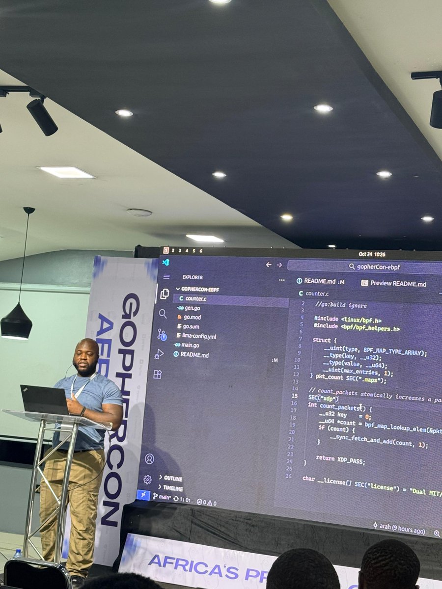 gophers_africa's tweet image. @ArahPaul took us deep into "Unlocking eBPF Superpowers for Go Developers" with live coding and practical examples. From packet counting to advanced kernel programming, the room was buzzing!
#golang #eBPF #GopherConAfrica2025