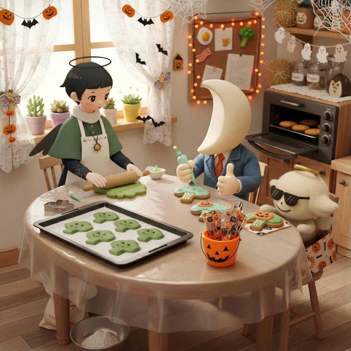 ハロウィンに配るクッキーを作ろう🌟 / AI
ブロッコリーを練り込んであるよ🥦🎃