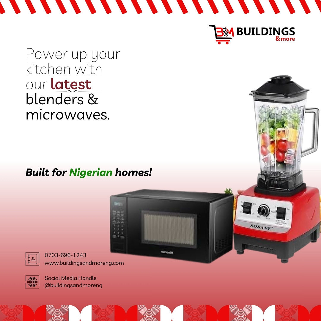 buildingsnmore's tweet image. 🍳 Power up your kitchen with our latest blenders, microwaves &amp;amp; toasters. Built for Nigerian homes! 
Shop on our website via link in bio.
#kitchengadgets #kitchenappliances #buildingsandmoreng #เขมจิราต้องรอดseries