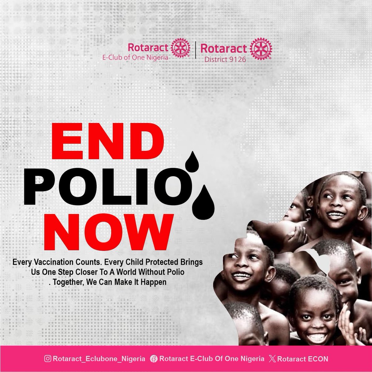 RotaractECON's tweet photo. World Polio Day💪

Today, we recommit to a cause that's at the heart of Rotary's mission: eradicating polio With every child vaccinated, we edge closer to a world where no child suffers from this crippling disease.
Join us in this fight.
#EndPolio
#WorldPolioDay
#D9216EndPolioNow https://t.co/XcXPZ8Zv63