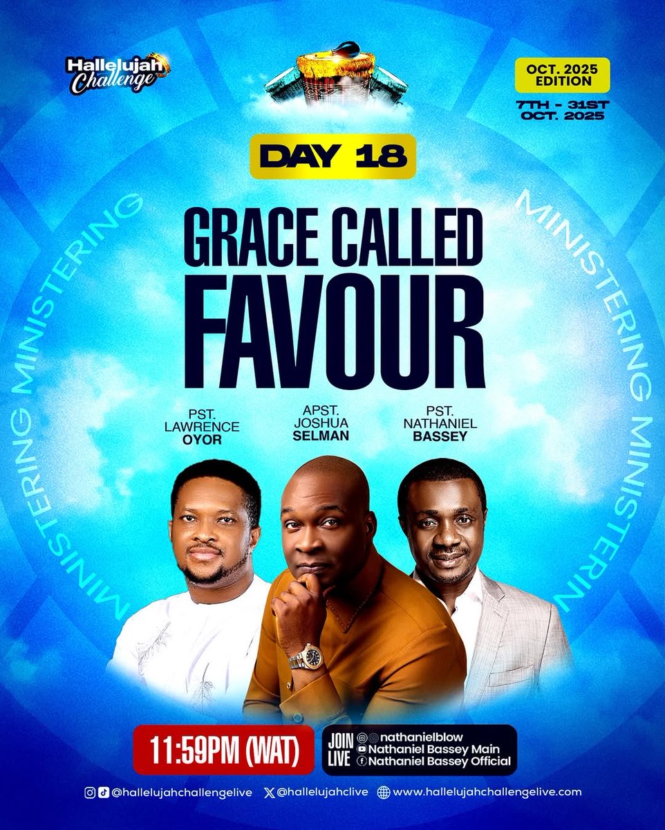 Day 18

THIS GRACE CALLED FAVOUR

#HallelujahChallenge
#HallelujahChallenge2025
#HallelujahChallengeOCT2025