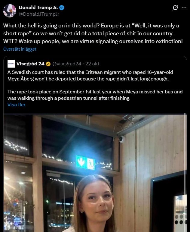 HWLinvest's tweet image. Den här nyheten sprids nu viralt världen över och har till och med nått Donald Trump Jr.
Alla verkar vara överens om att det här är fullständig galenskap - utom svenska politiker.
Vad säger du, Ulf Kristersson, är det här den typ av publicitet ni vill att Sverige ska förknippas…