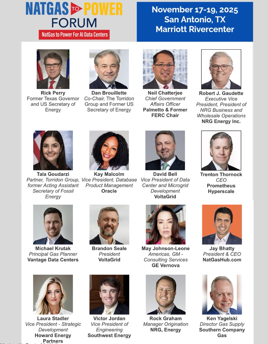 LDCForums's tweet image. So much to talk about with so many amazing speakers to share insights! Register today! Hotel block closes Friday, Oct. 31st.
Website: lnkd.in/gNbsRBjx
#gas #energy #natgas #naturalgas #aidatacenters #datacenters #ldcgasforums #natgastopowerforum