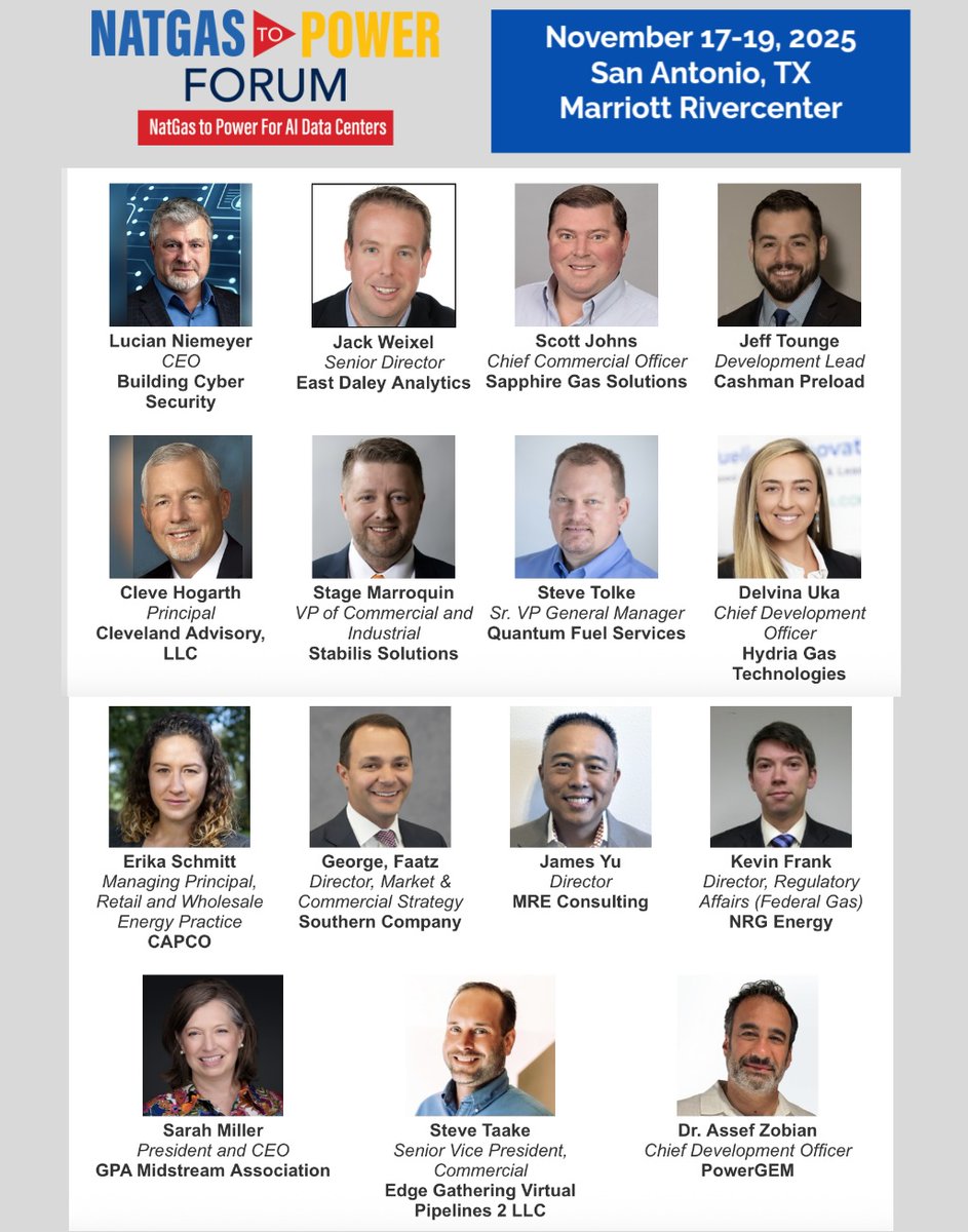 LDCForums's tweet image. So much to talk about with so many amazing speakers to share insights! Register today! Hotel block closes Friday, Oct. 31st.
Website: lnkd.in/gNbsRBjx
#gas #energy #natgas #naturalgas #aidatacenters #datacenters #ldcgasforums #natgastopowerforum