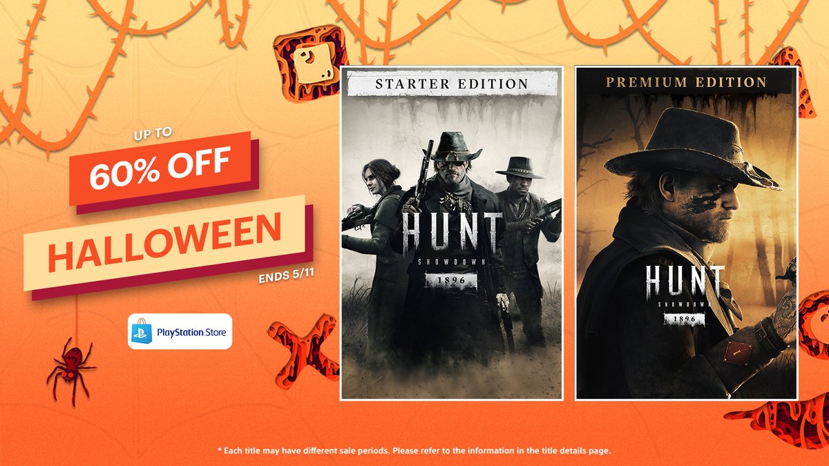 HuntShowdown's tweet photo. The PlayStation Halloween Sale is here, and with it, your chance to descend into the bayou at a special price.

🎃https://t.co/ycwriZF1MS https://t.co/eiHBE04ehd