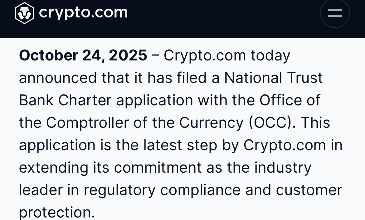 🚨BREAKING NEWS🚨

Crypto.com has filed a National Trust Bank Charter application with the <a href="/USOCC/">OCC</a>. 

crypto.com/us/company-new…