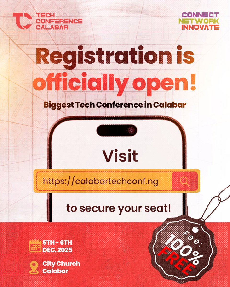 3…2…1…Go🔥🔥

Calabar Techies meet again, and this time, we’re moving with intention.

Every speaker and session at the Tech Conference Calabar 2025  is carefully curated to deliver value.