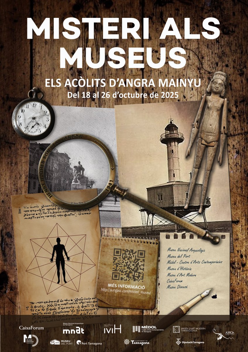 📣Crida als equips participants del Misteri als Museus ‼️
🕵️Us esperem diumenge 26 d’octubre a les 12.00h al Museu del Port de Tarragona per resoldre l’enigma final
<a href="/PortTarragona/">Port Tarragona</a> 
<a href="/MolldeCosta/">Moll de Costa - Port de Tarragona</a> 
<a href="/TGNcultura/">Tarragona Cultura</a>
<a href="/MNATTGN/">MNAT</a>
<a href="/medol_TGN/">Mèdol - Centre d’Arts Contemporànies de Tarragona</a>
<a href="/museudiocesaTGN/">Museu Diocesà de Tarragona</a>
<a href="/MAMTarragona/">MAMT</a>
<a href="/CaixaForum/">CaixaForum</a> <a href="/AurigaSC/">Auriga serveis culturals</a>