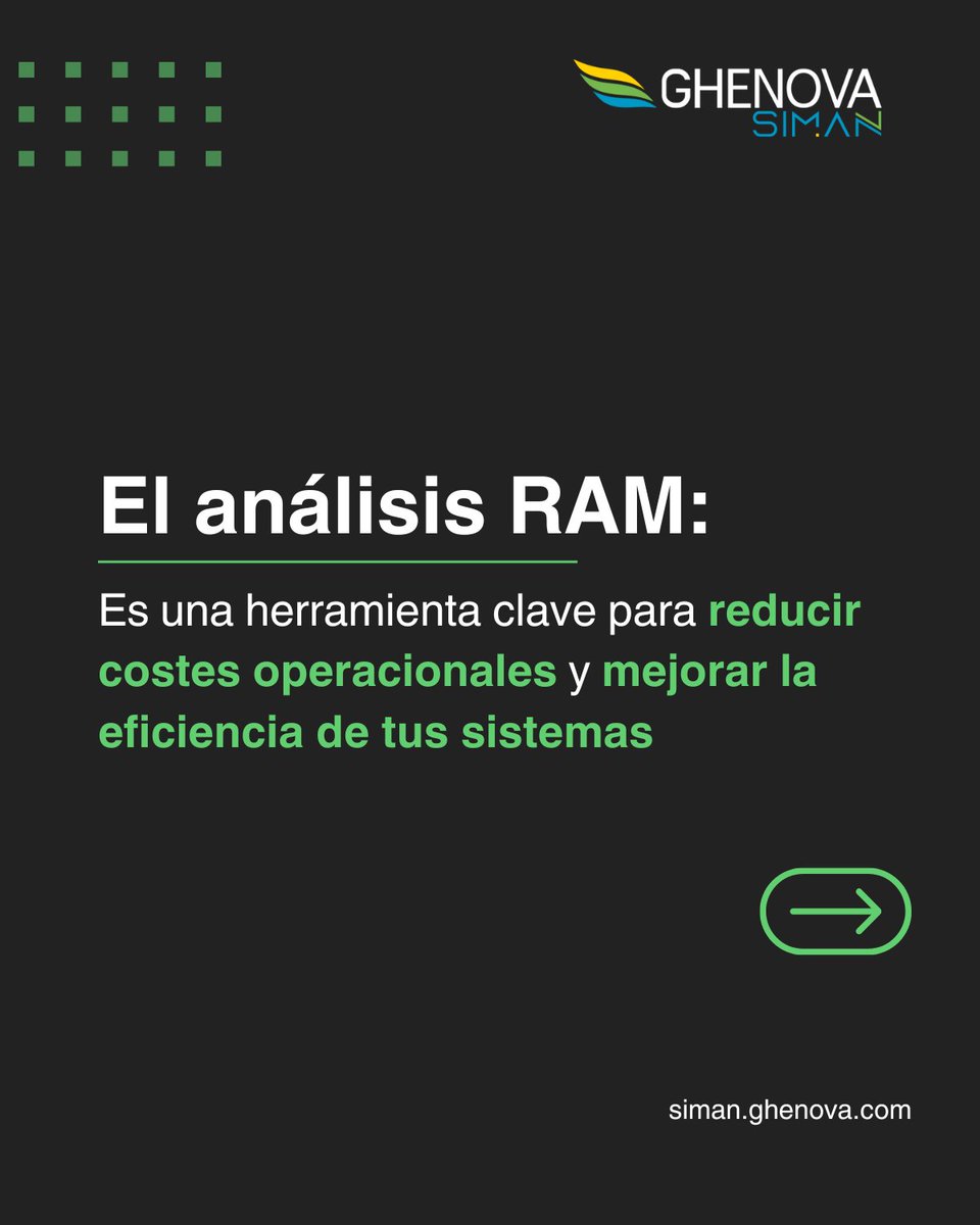 GHENOVASiman's tweet photo. 💡 El análisis RAM convierte los datos en decisiones que reducen costes y aumentan la eficiencia.

En SIMAN optimizamos fiabilidad, disponibilidad y mantenibilidad para lograr más rendimiento y vida útil en tus equipos.

 https://t.co/c8j2kUjHc2
#EficienciaOperativa #Siman https://t.co/q2uhpvPhMG