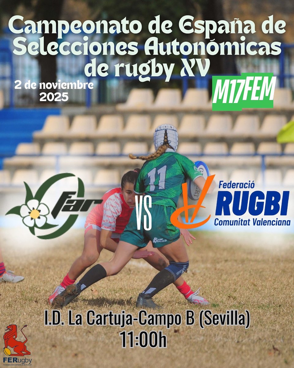 📣𝗡𝗢𝗧𝗜𝗖𝗜𝗔|
𝗣𝗮𝗿𝘁𝗶𝗱𝗼 𝗦𝗲𝗹𝗲𝗰𝗰𝗶ó𝗻 𝗔𝗻𝗱𝗮𝗹𝘂𝘇𝗮 𝘃𝘀 𝗖𝗼𝗺𝘂𝗻𝗶𝗱𝗮𝗱 𝗩𝗮𝗹𝗲𝗻𝗰𝗶𝗮𝗻𝗮 𝗠𝟭𝟳 𝗳𝗲𝗺𝗲𝗻𝗶𝗻𝗼

El próximo 2 de Noviembre en La Cartuja se jugará la primera jornada del CESA de la categoría M17 femenino.