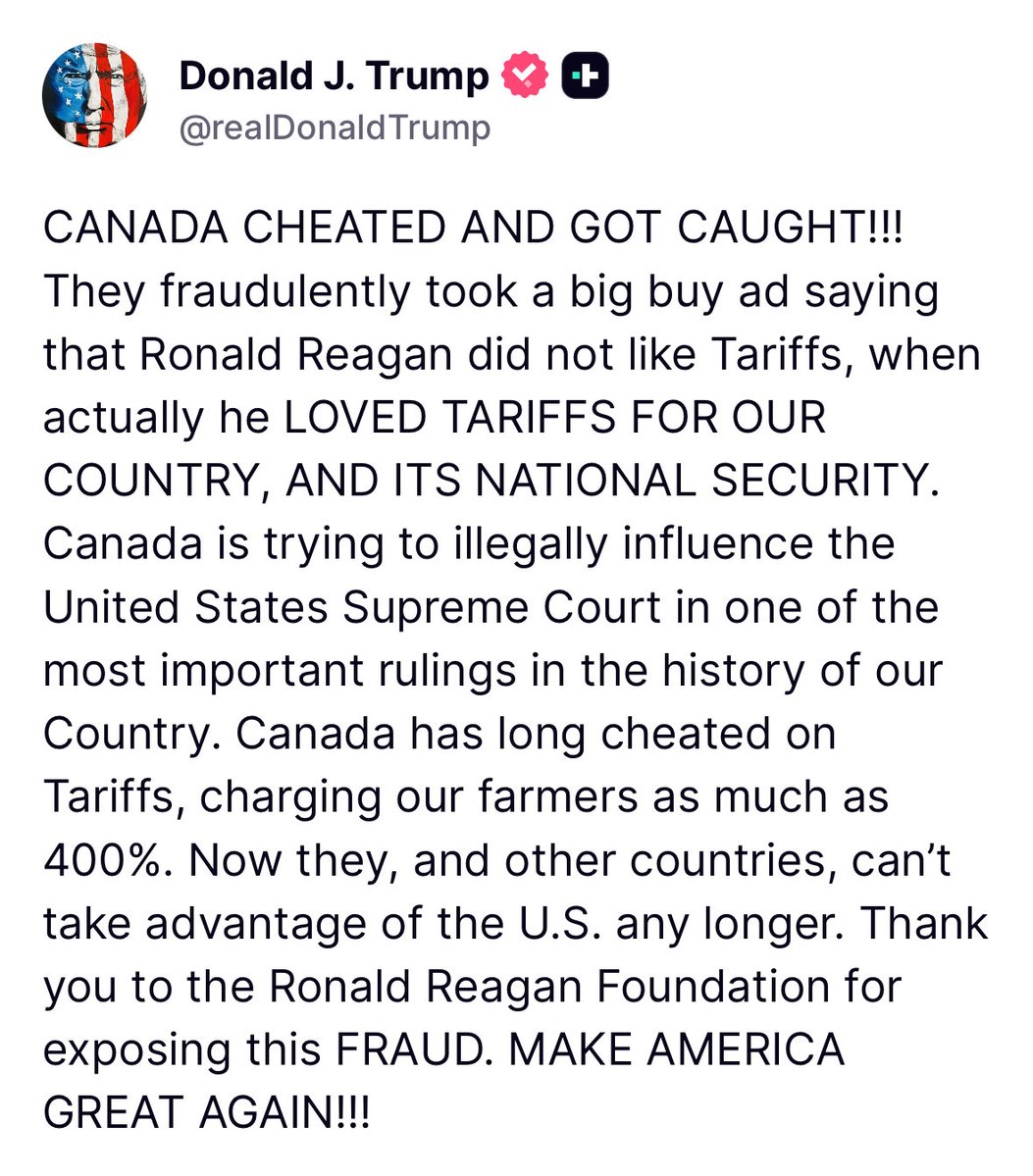 BreannaMorello's tweet image. 🚨JUST POSTED🚨
President Donald Trump is calling Canada out for cheating.