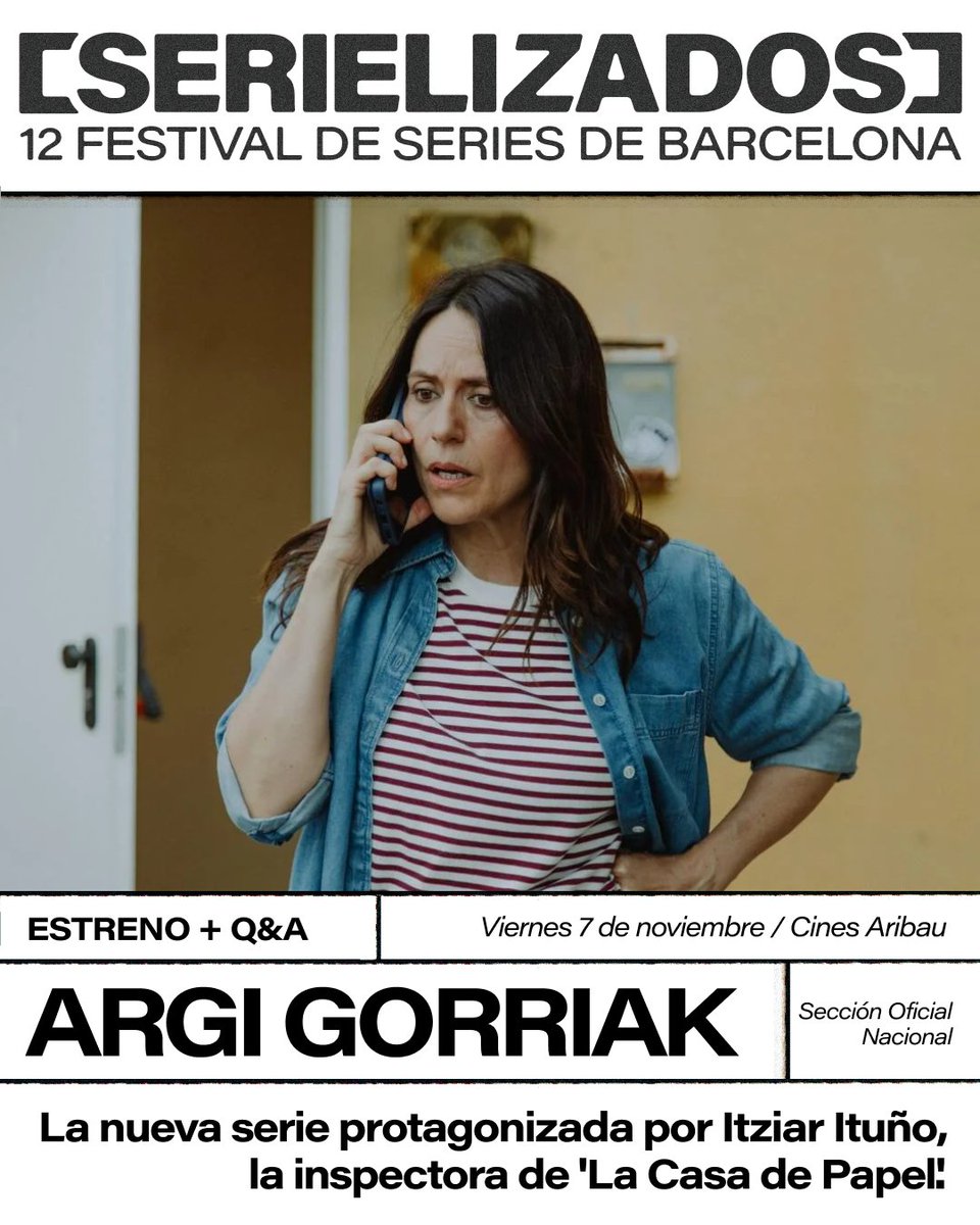 SERIELIZADOS's tweet image. Un thriller familiar basc ple d’humor negre, intriga i secrets del passat, i a més protagonitzat per la gran Itziar Ituño ('La casa de papel').
Veurem ARGI GORRIAK al @SZSfest, i us encantarà. Visca les sèries en euskera!😍
🎟️ Entrades: serielizados.com/ca/programa/ar…