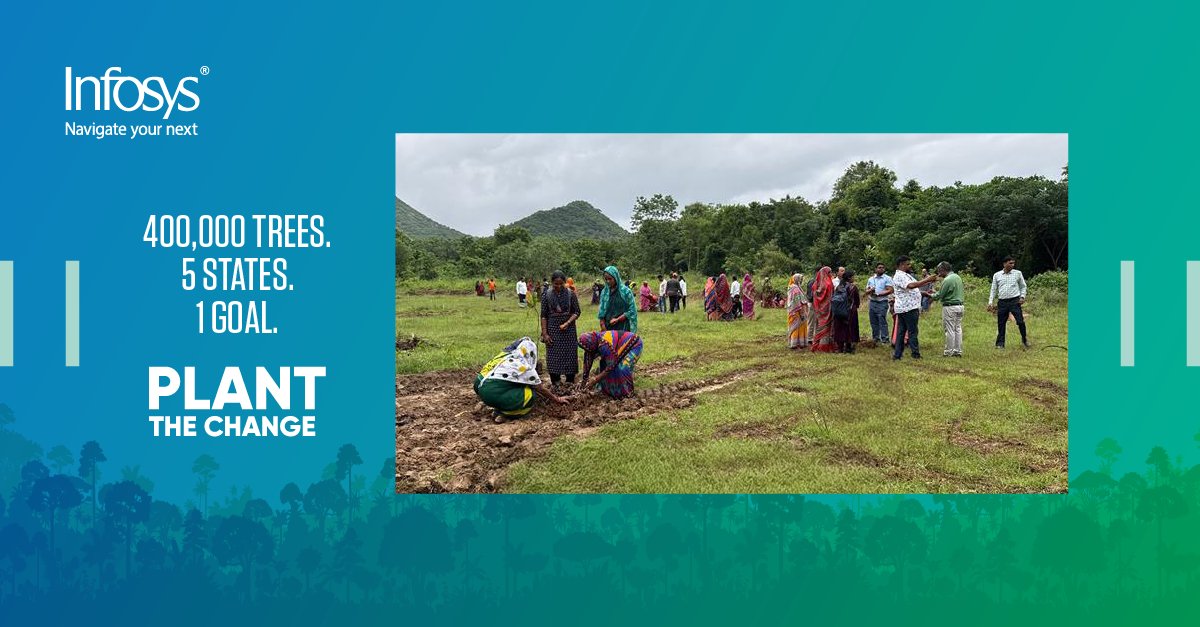 Infosys's tweet image. Today on #InternationalDayOfClimateAction, we aim to plant 4 lakh saplings across 5 Indian states. So far, we have planted 200,000 saplings, in partnership with 5 NGOs. Stay tuned to see if we hit our goal.  

#InfosysESG | #PlantTheChange | #ESGIsAnOpportunity