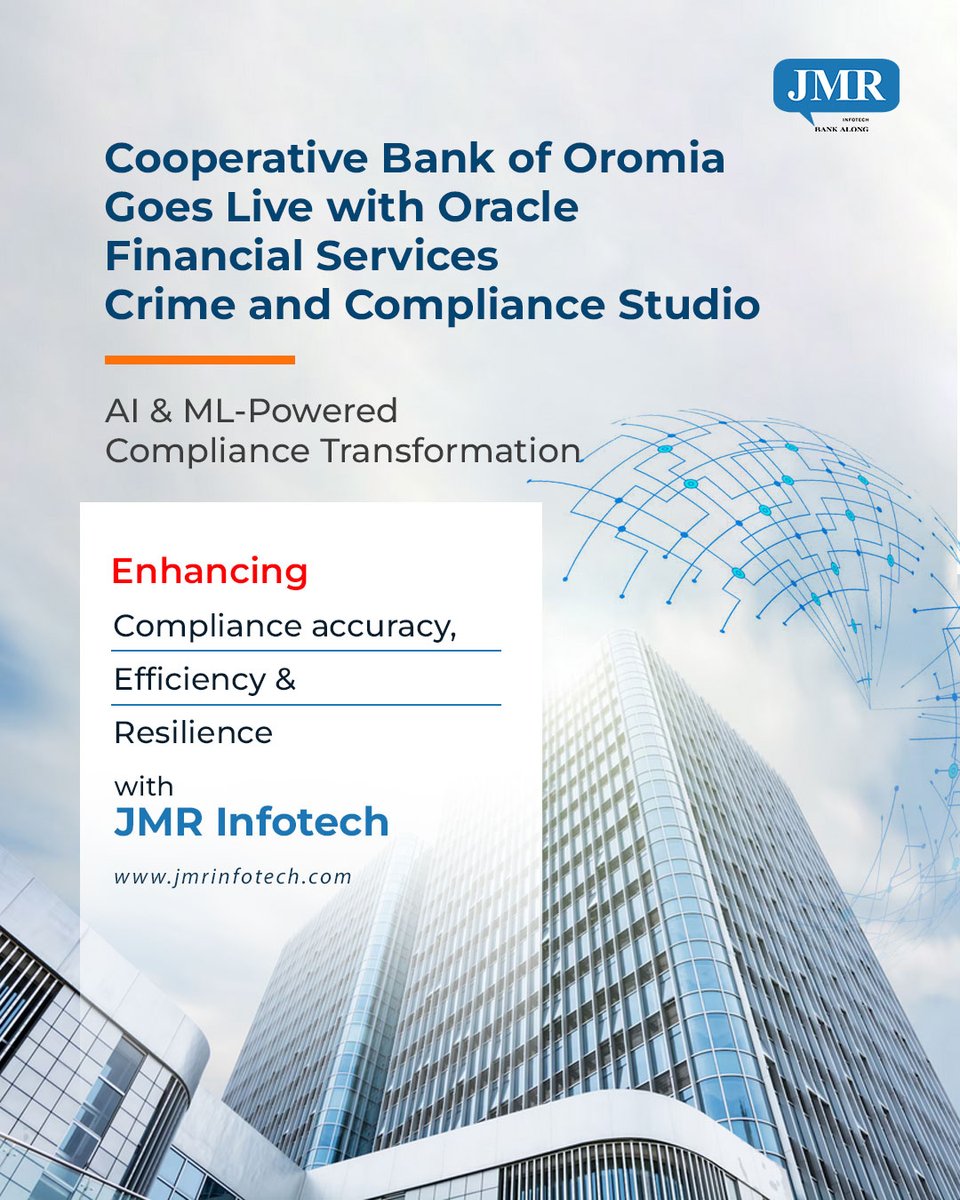 JMRInfotech's tweet image. Proud to mark another milestone with @Coopbankoromia!
Successful go-live of #Oracle FCC Studio (Phase 2 of #FCCM) — powered by #AI & #ML for smarter alert calibration, fewer false positives, & stronger compliance.
@Oracle
#JMRInfotech #OFSAA #ComplianceTransformation