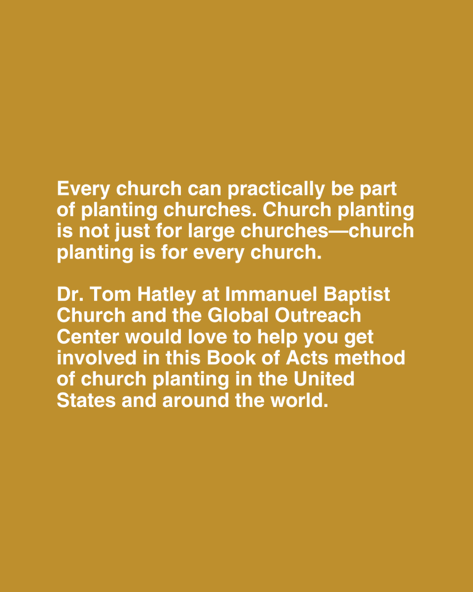 No matter your church size or budget—your local church can plant a church. Immanuel Baptist Church and the Global Outreach Center in Rogers, Arkansas would like to equip you to reach your neighbor and the nations.

To learn more, go to conservativebaptistnetwork.com/missions-evang… or contact our team