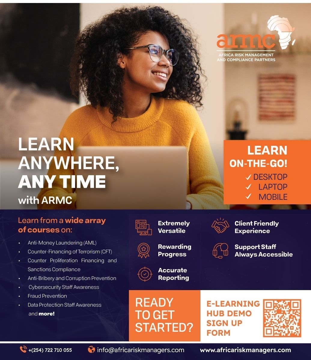 ARMCPartners's tweet image. Enhance compliance education with ARMC&apos;s E-learning Hub. Our platform offers personalised risk and compliance courses for adaptable organisations. Features include localised modules, mobile access, completion certificates, and a cost-effective LMS.

#ARMC #SimplyLearning #AML