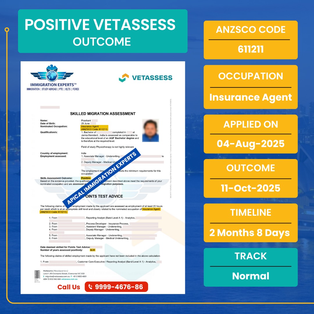 Immixperts's tweet photo. ๐ We Did It Again โ Back-to-Back #VETASSESS Success!
Congrats to our client for a Positive Skills Assessment under Insurance Agent (ANZSCO 611211) โ
#AustraliaPR #ApicalImmigrationExperts #SuccessStory #ImmigrationExperts https://t.co/YqbiNLzj8J
