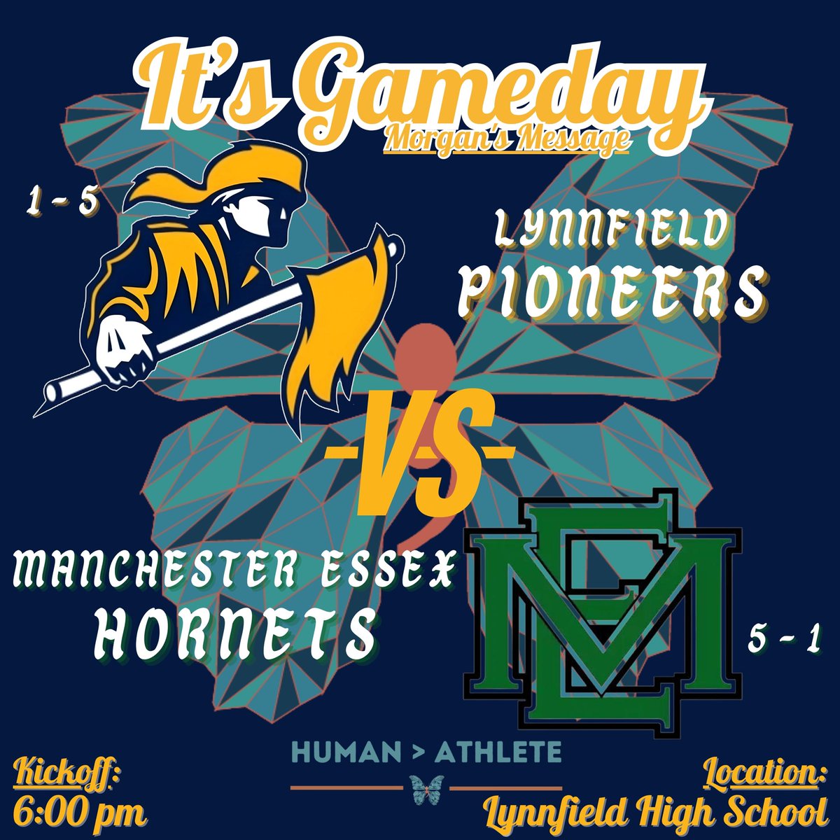 GAMEDAY. WEEK 7. 
Morgan’s Message Dedication Game vs Manchester Essex @ Lynnfield High School
6:00pm Kickoff
<a href="/MorgansMessage/">Morgan's Message</a>
