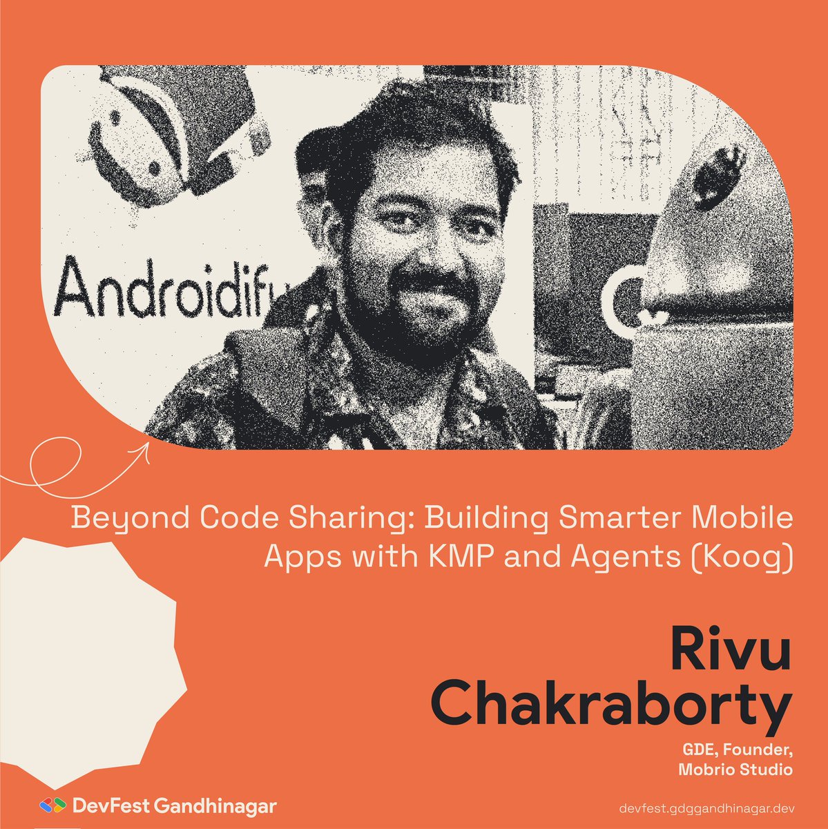 🚀 Excited to announce <a href="/rivuchakraborty/">Rivu Chakraborty</a> , India’s 1st Kotlin GDE, at #DevFestGandhinagar 2025!

Session: “Beyond Code Sharing: Building Smarter Mobile Apps with KMP &amp; AI Agents” 🤖
📅 2nd Nov | 📍 Gandhinagar

#Kotlin #KMP #AndroidDev #AI #MobileDev