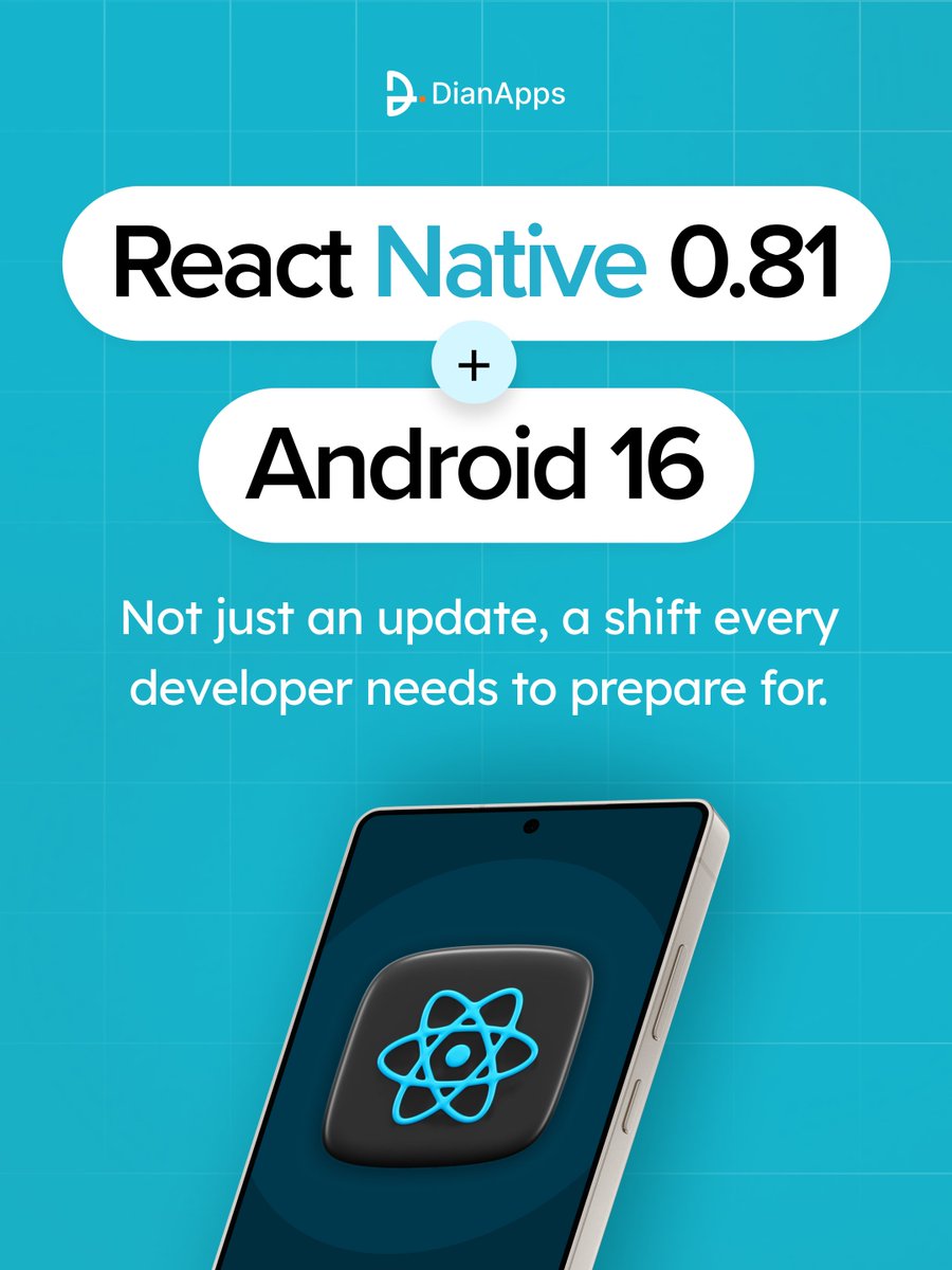 DianApps_Tech's tweet image. React Native 0.81 + Android 16 = a game-changer.

Edge-to-edge layouts ✅
Predictive back gestures ✅
Foldable-ready apps ✅

Ignore it, and your app could break.

Update now, stay future-ready.

Read Full guide here: dianapps.com/blog/react-nat…

#ReactNative81 #android16