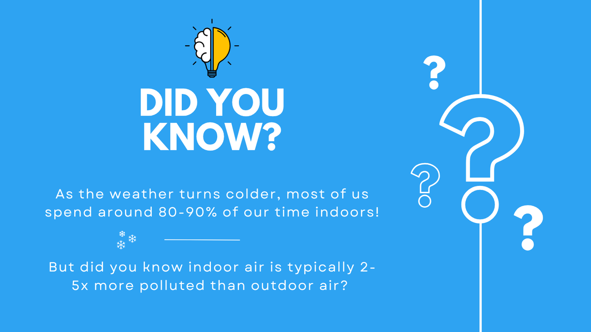 NWRHygiene's tweet image. 💡 #FridayFact: As the weather gets colder, we spend around 80-90% of our time indoors, where air is typically 2–5x more polluted than outside! 🌨️ 

Keep your workplace fresh, healthy &amp;amp; ready for winter! 💪

👉nwrhygienegroup.co.uk/services/air-c… 

#NWRHygiene #AirCare #freshair #cleanspaces