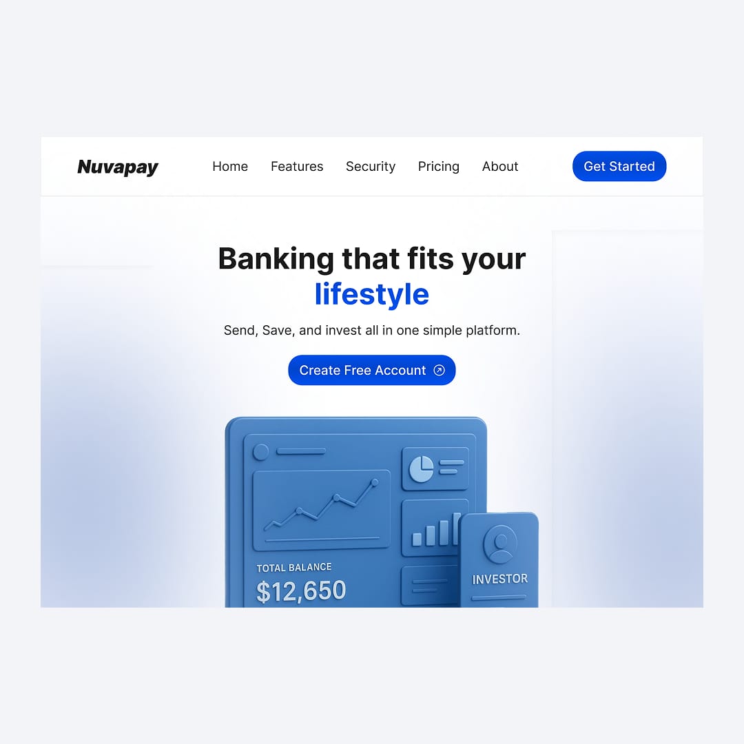 uiuxdesignerng's tweet image. Most digital banks overcomplicate their Hero section. Here’s a minimal redesign that builds trust in 3 seconds.
- The goal is to reduce friction &amp;amp; increase 
- Major focus: Clarity,  whitespace, &amp;amp;  trust
Would you open an account on this sit👇
#uiuxdesignerng
#FintechDesign #UI