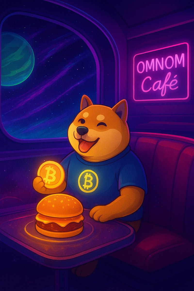 Welcome to $OMNOM Café 🍔☕
Serving fresh memes, crispy chaos &amp; unlimited Dogecoin energy 🐶💜

Only on #Dogechain. where even burgers glow 😋