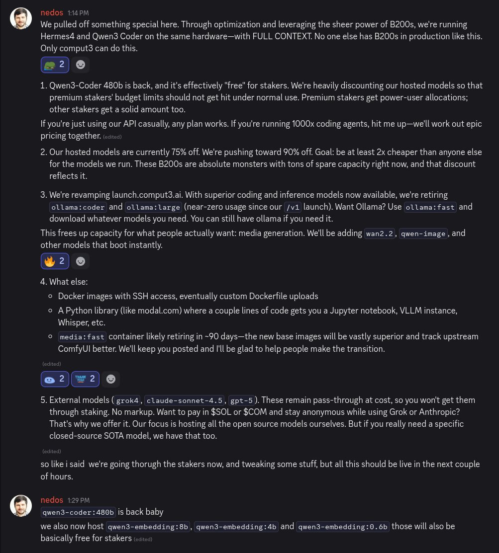 reneil1337's tweet photo. so much alpha in the @comput3ai discord. if you are building with AI you should be there 🌋 https://t.co/EceyokuEqm